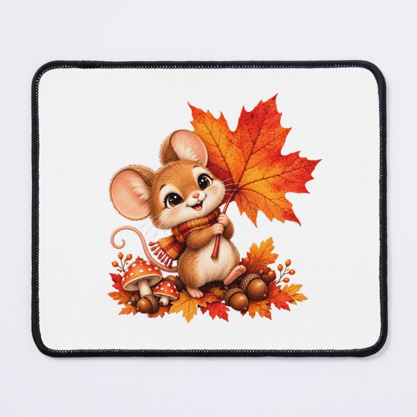 Item preview, Cute Autumn Mouse with Maple Leaf designed and sold by MySthore.