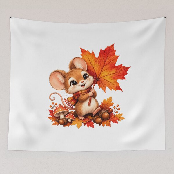 Item preview, Cute Autumn Mouse with Maple Leaf designed and sold by MySthore.