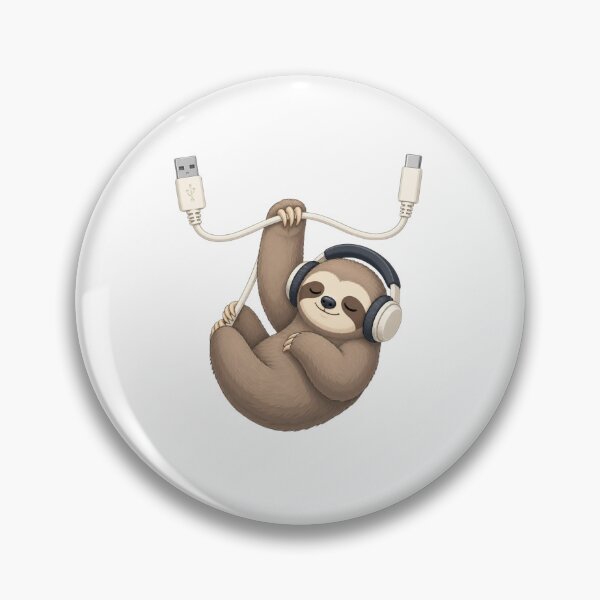 Item preview, Cute Sleepy Sloth Hanging On Cable Tech Humor Sticker designed and sold by NEL-BOX.