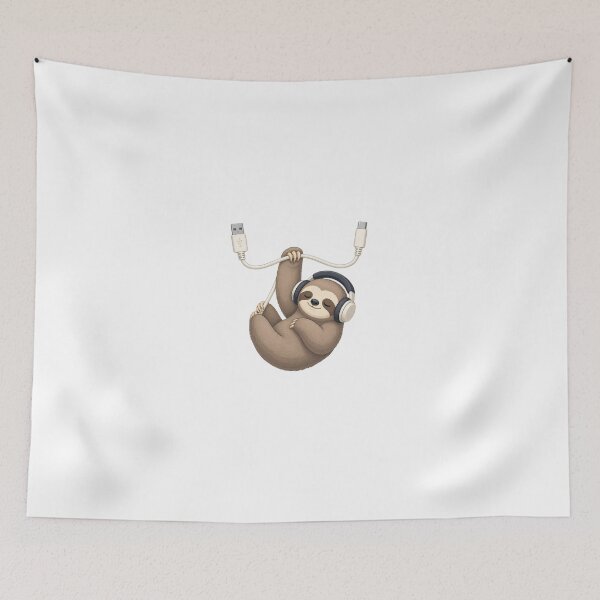 Item preview, Cute Sleepy Sloth Hanging On Cable Tech Humor Sticker designed and sold by NEL-BOX.