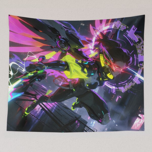 Item preview, Cyber Angel Flying High in Neon Light (V2) designed and sold by SabaMirzique.