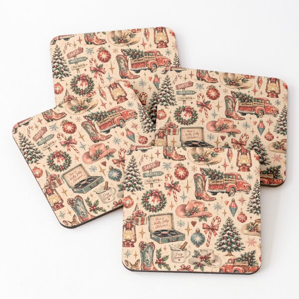 Item preview, Vintage Western Christmas Cowboy Hat Boots Truck Fawn Pattern designed and sold by Fotografin1981.