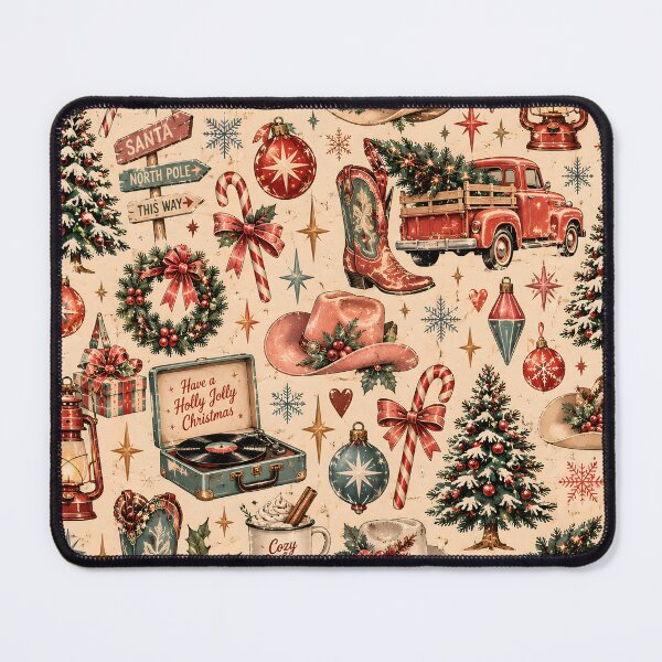 Item preview, Vintage Western Christmas Cowboy Hat Boots Truck Fawn Pattern designed and sold by Fotografin1981.