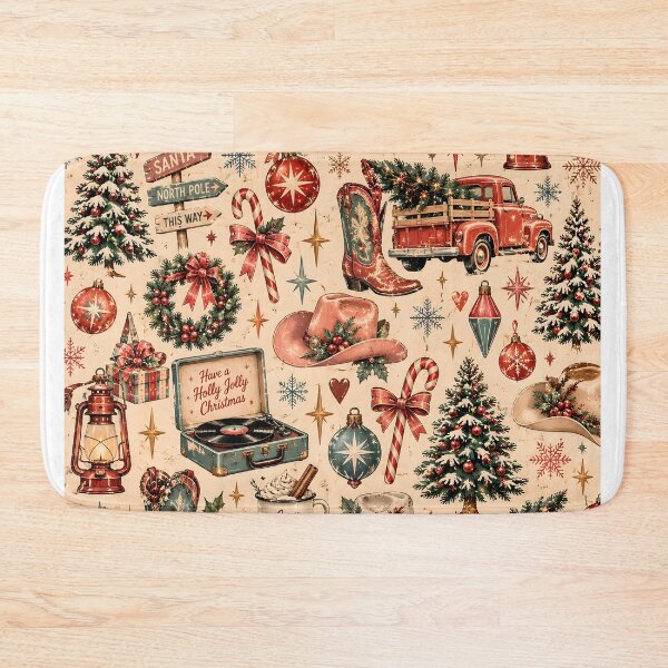 Item preview, Vintage Western Christmas Cowboy Hat Boots Truck Fawn Pattern designed and sold by Fotografin1981.