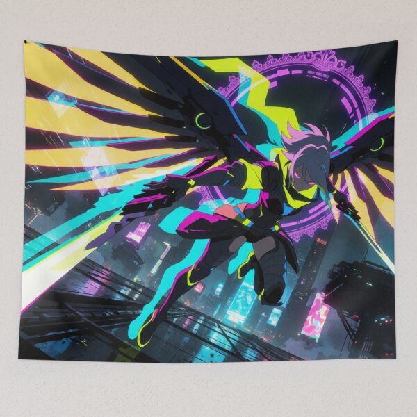 Item preview, Cyber Angel Flying High in Neon Light (V3) designed and sold by SabaMirzique.