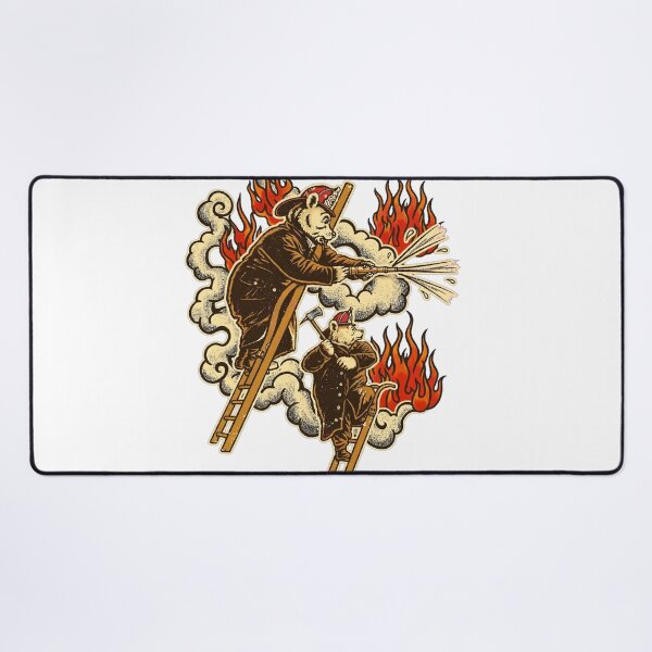 Item preview, Vintage illustration of firefighting bears fighting a fire designed and sold by Dodecahedronpix.