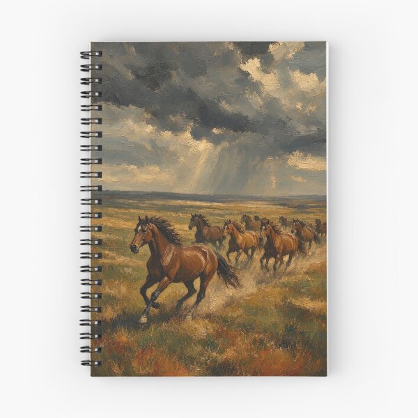 Item preview, Wild Horses Galloping in Stormy Prairie Oil Painting designed and sold by ShieldRockPrints.