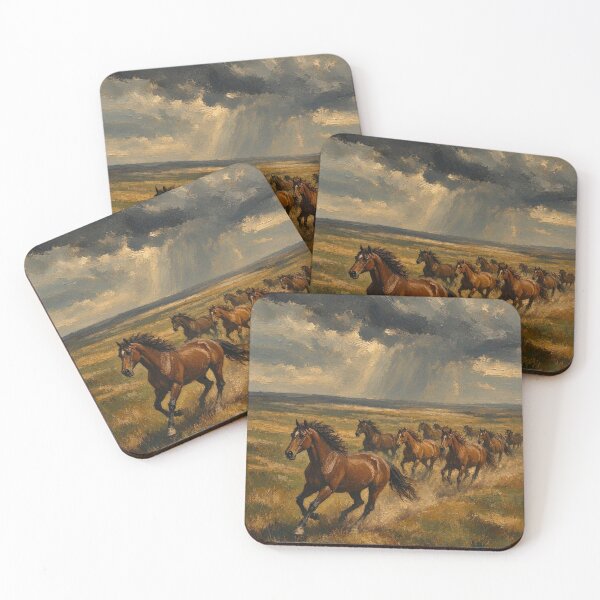 Item preview, Wild Horses Galloping in Stormy Prairie Oil Painting designed and sold by ShieldRockPrints.