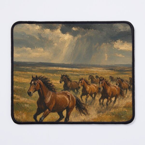Item preview, Wild Horses Galloping in Stormy Prairie Oil Painting designed and sold by ShieldRockPrints.