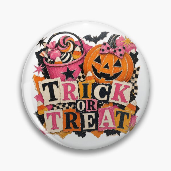 Item preview, Trick orTreat Bold Girly Candy and Jack O Lantern in Pink and Orange designed and sold by WigOutlet.