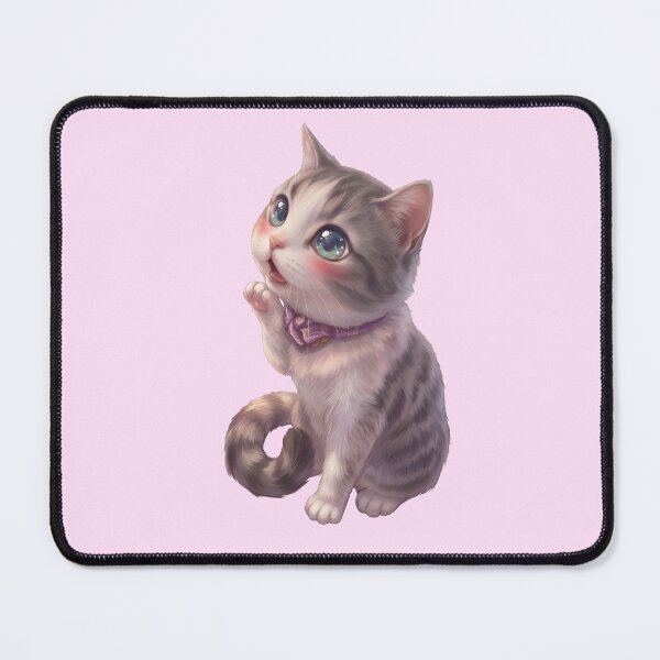 Item preview, Cute Gray Tabby Cat Licking Paw with Purple Scarf designed and sold by MoqunaDesign.