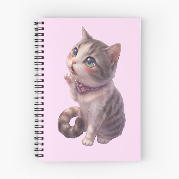 Item preview, Cute Gray Tabby Cat Licking Paw with Purple Scarf designed and sold by MoqunaDesign.