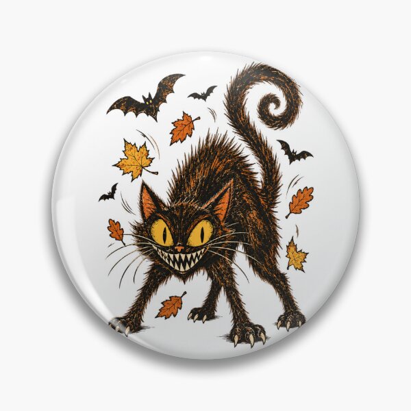 Item preview, Retro Grinning Black Cat – Vintage Halloween Spooky Art designed and sold by WolfmanProphecy.