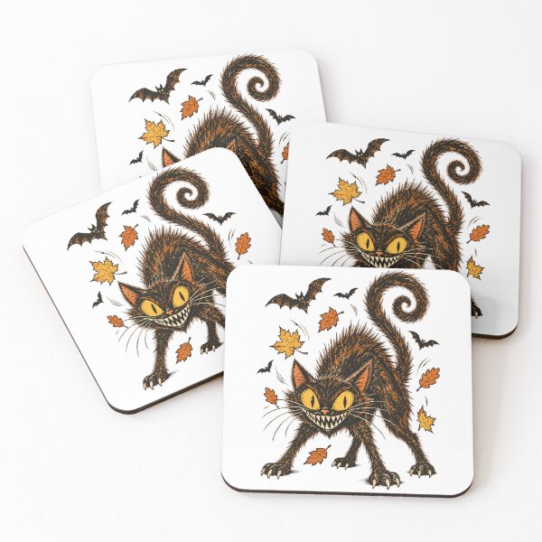 Item preview, Retro Grinning Black Cat – Vintage Halloween Spooky Art designed and sold by WolfmanProphecy.