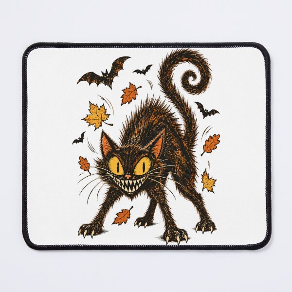 Item preview, Retro Grinning Black Cat – Vintage Halloween Spooky Art designed and sold by WolfmanProphecy.
