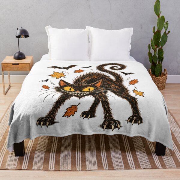 Item preview, Retro Grinning Black Cat – Vintage Halloween Spooky Art designed and sold by WolfmanProphecy.