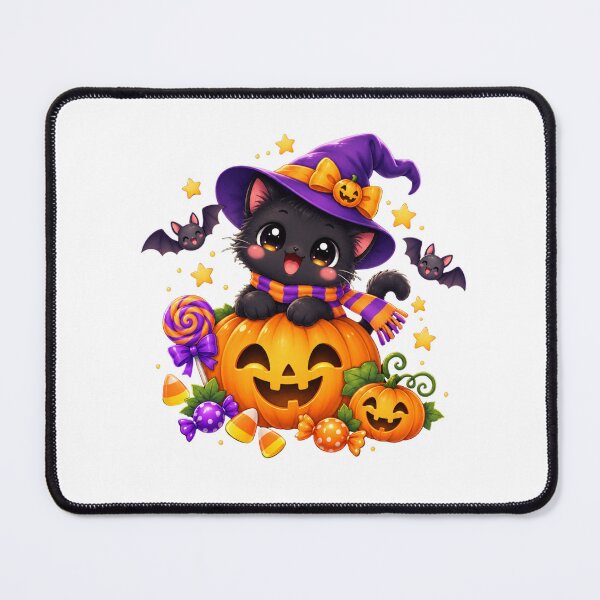 Item preview, Cute Black Cat Witch with Pumpkin designed and sold by MySthore.