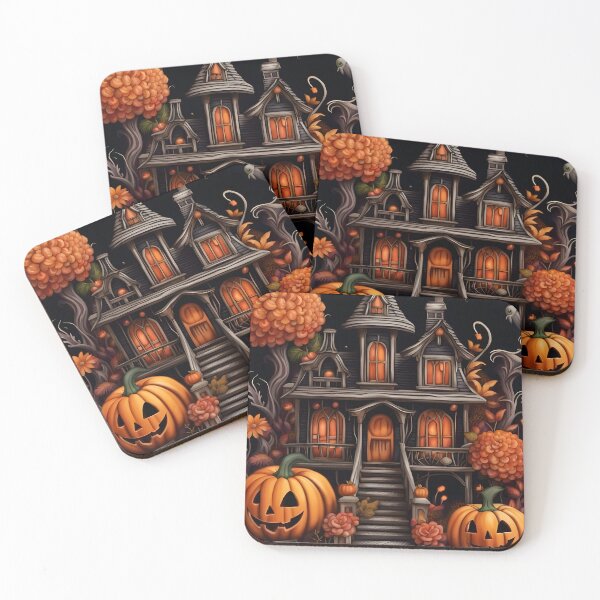 Item preview, Whimsical Witch House Autumn Pumpkins Bat Garden Illustration designed and sold by Uniquely Yours.