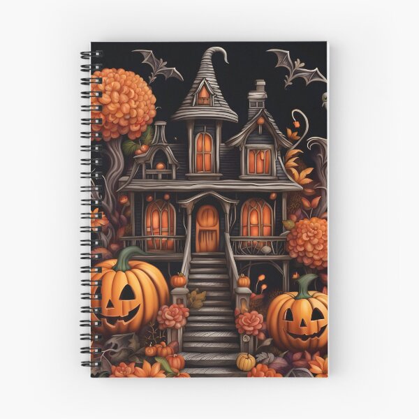 Item preview, Whimsical Witch House Autumn Pumpkins Bat Garden Illustration designed and sold by Uniquely Yours.