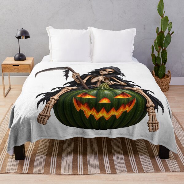 Item preview, halloween skeleton on pumpkin 3 designed and sold by natalik2024.