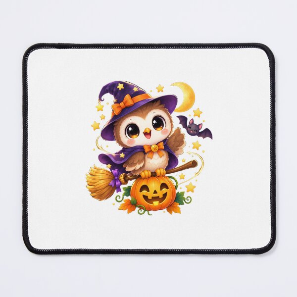 Item preview, Cute Halloween Witch Owl on Broom designed and sold by MySthore.