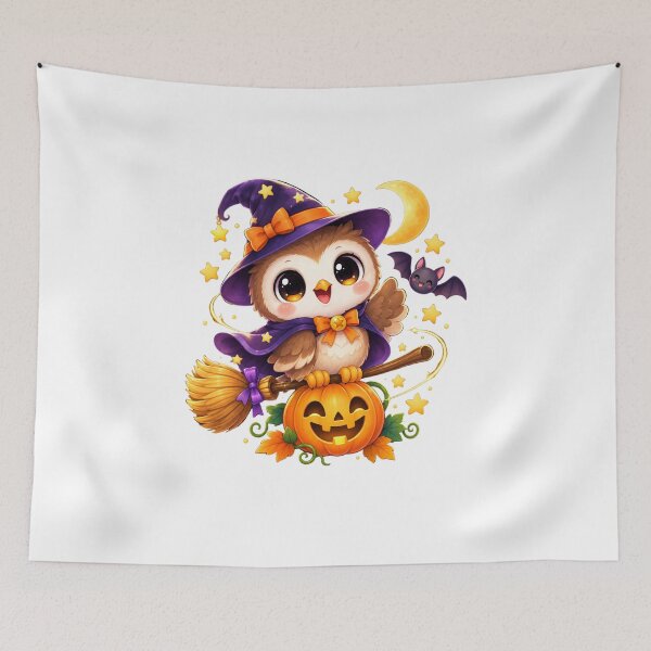 Item preview, Cute Halloween Witch Owl on Broom designed and sold by MySthore.
