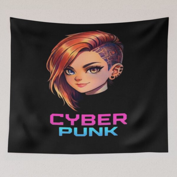 Item preview, Cyberpunk Gamer Girl Orange Hair Anime Art designed and sold by FABIOLA1970.