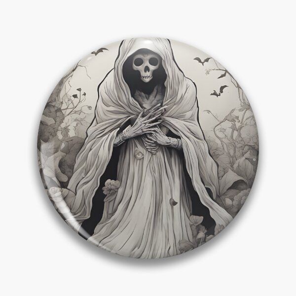 Item preview, Gothic Robed Skeleton Vintage Botanical Rose Archway Monochrome designed and sold by Uniquely Yours.