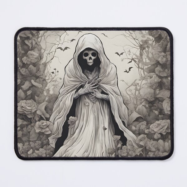 Item preview, Gothic Robed Skeleton Vintage Botanical Rose Archway Monochrome designed and sold by Uniquely Yours.