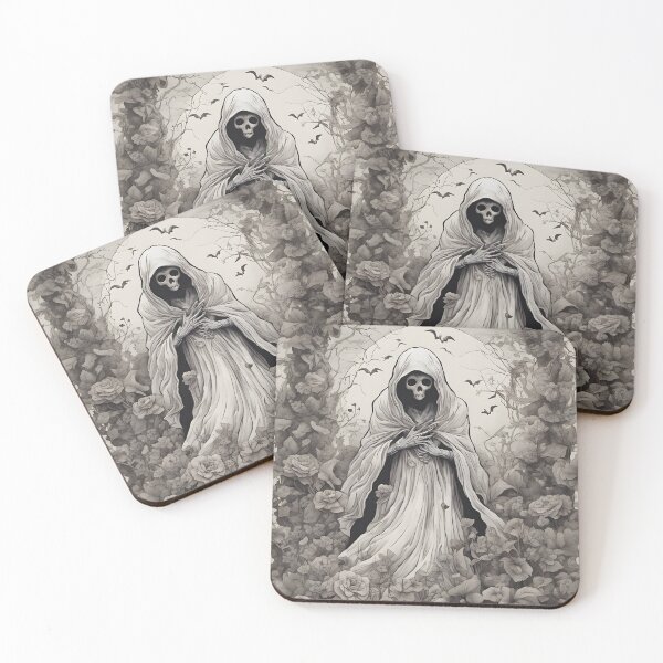 Item preview, Gothic Robed Skeleton Vintage Botanical Rose Archway Monochrome designed and sold by Uniquely Yours.