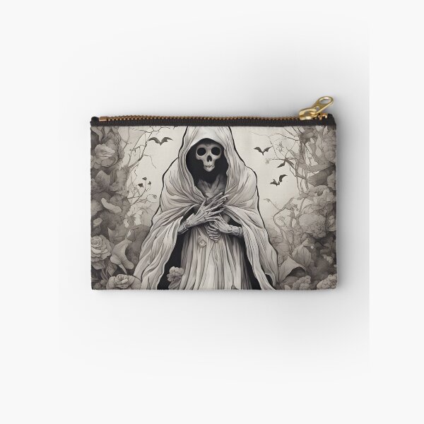 Item preview, Gothic Robed Skeleton Vintage Botanical Rose Archway Monochrome designed and sold by Uniquely Yours.