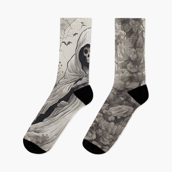 Item preview, Gothic Robed Skeleton Vintage Botanical Rose Archway Monochrome designed and sold by Uniquely Yours.