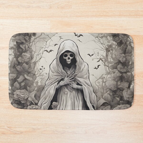 Item preview, Gothic Robed Skeleton Vintage Botanical Rose Archway Monochrome designed and sold by Uniquely Yours.