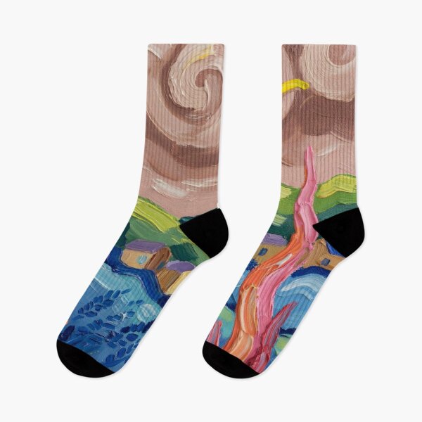 Item preview, A Van Gogh-style post-impressionist landscape illustration where every subject is painted in deliberately wrong colors designed and sold by 123ks.