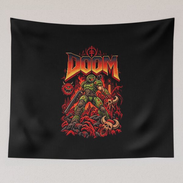 Item preview, Doom Slayer Hell Demon Retro Gaming designed and sold by Pandaburba.