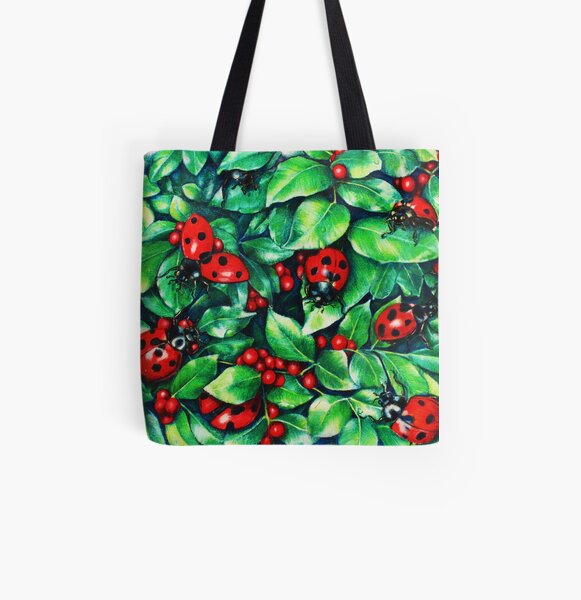 Ladybugs in the Hedge All Over Print Tote Bag