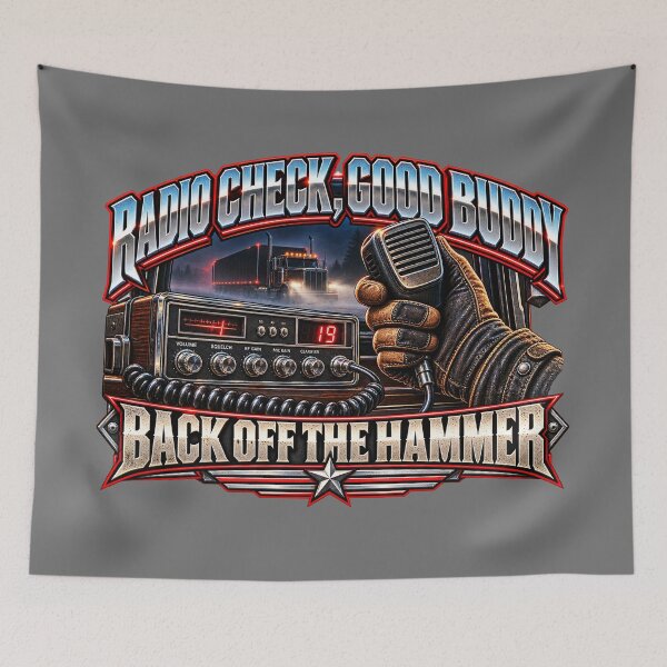 Item preview, Radio Check Good Buddy | Back Off The Hammer | Vintage CB Radio Trucker Art designed and sold by NomadForge.