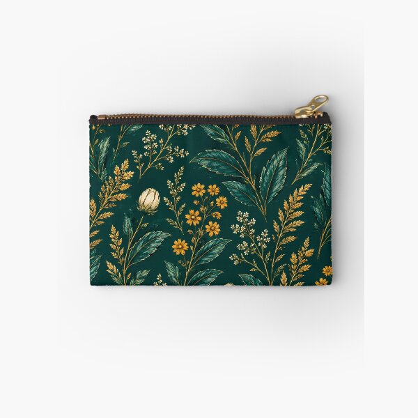 Item preview, Dark Green and Gold Botanical Floral Pattern designed and sold by aminz4.