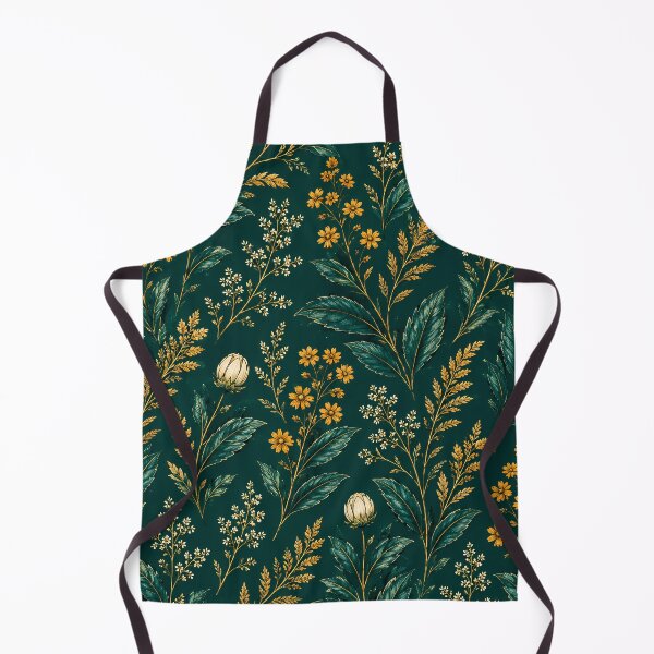 Item preview, Dark Green and Gold Botanical Floral Pattern designed and sold by aminz4.