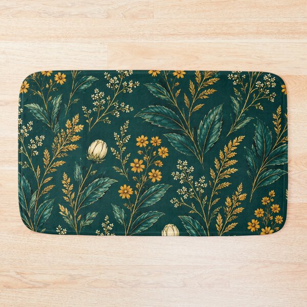 Item preview, Dark Green and Gold Botanical Floral Pattern designed and sold by aminz4.