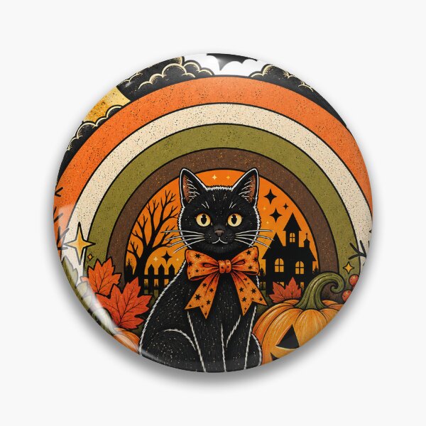 Item preview, Retro Halloween Black Cat, Pumpkins & Haunted Moon designed and sold by webpatty.