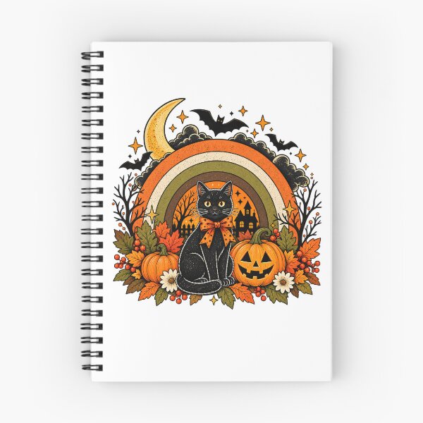 Item preview, Retro Halloween Black Cat, Pumpkins & Haunted Moon designed and sold by webpatty.