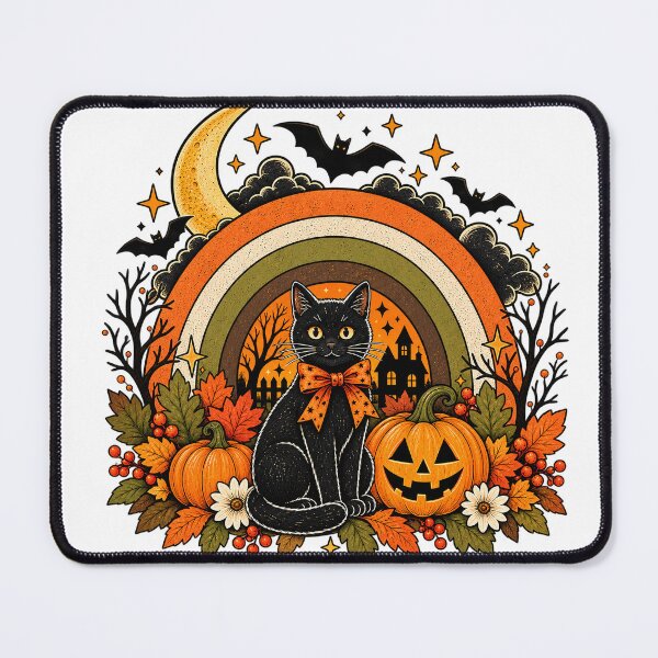 Item preview, Retro Halloween Black Cat, Pumpkins & Haunted Moon designed and sold by webpatty.