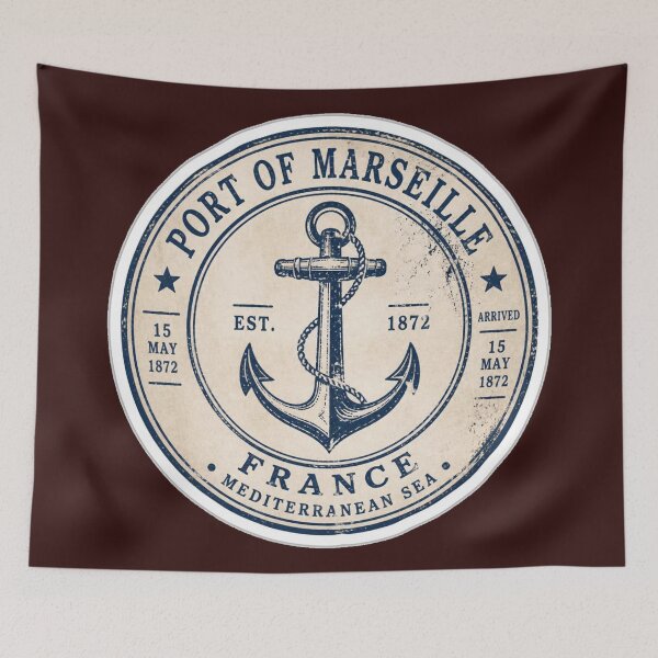Item preview, Port Of Marseille Vintage Nautical Anchor designed and sold by MargaretPolanco.