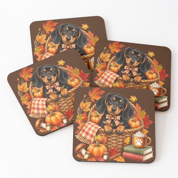 Item preview, Dachshund Dog Autumn Harvest Basket Fall Dog Wiener Dog designed and sold by Cute & Sassy Custom Gifting Boutiques.