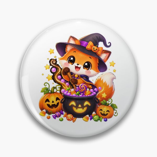 Item preview, Cute Halloween Witch Fox with Magical Candy Cauldron designed and sold by MySthore.