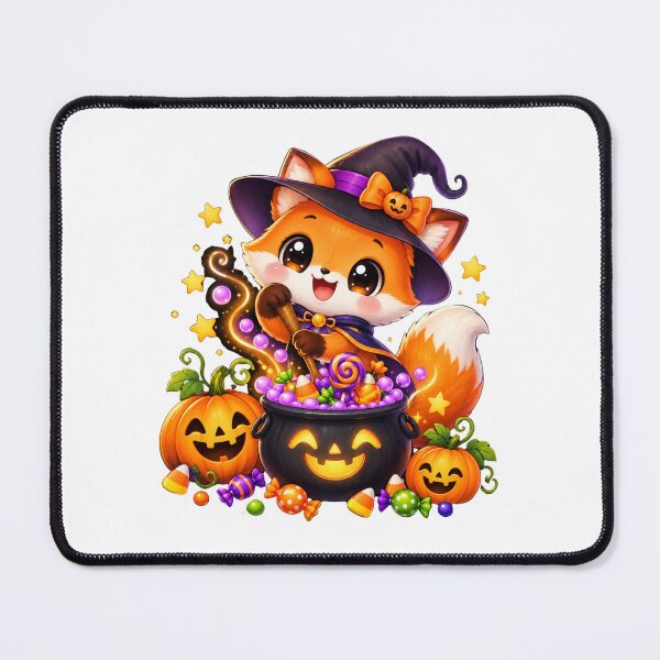 Item preview, Cute Halloween Witch Fox with Magical Candy Cauldron designed and sold by MySthore.