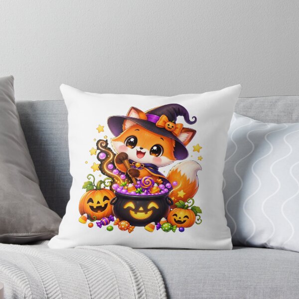 Item preview, Cute Halloween Witch Fox with Magical Candy Cauldron designed and sold by MySthore.