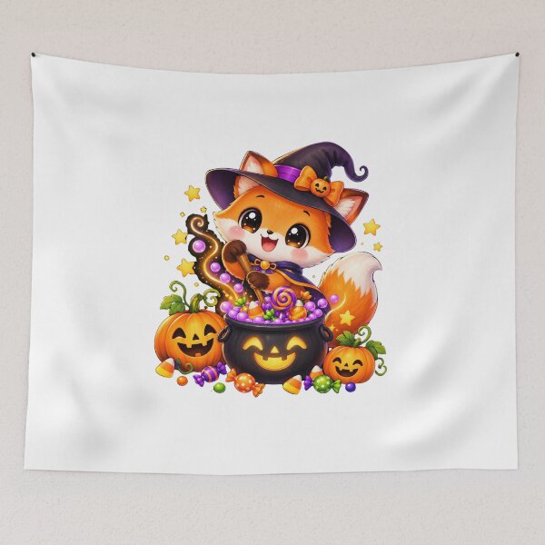 Item preview, Cute Halloween Witch Fox with Magical Candy Cauldron designed and sold by MySthore.