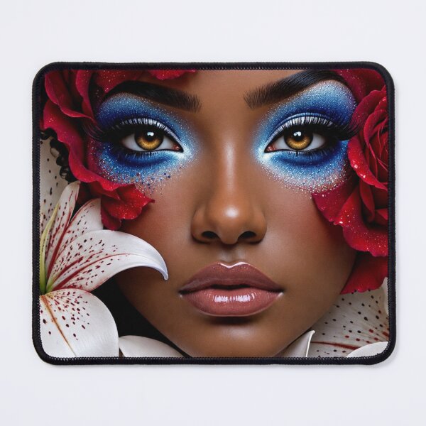 Item preview, Red Rose Beauty Portrait with Blue Makeup designed and sold by LC&LCPlatform.